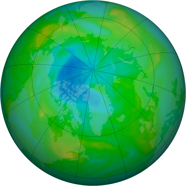 Arctic ozone map for 09 August 1999